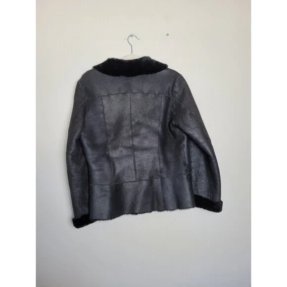 Autunno Collezione Sheepskin Leather Coat Sherpa Lined Made in Turkey Medium